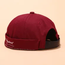 Винтажная Кепка с черепом без полей, мужская шапка, шапочки для женщин, Харадзюку, Ретро стиль, опрессовка, бордовый цвет, летняя повседневная Кепка в стиле хип-хоп, Gorro