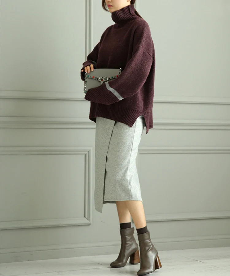 Осенний и зимний кашемировый свитер с высоким воротником, женские комплекты, короткий толстый свитер, свободный шерстяной свитер