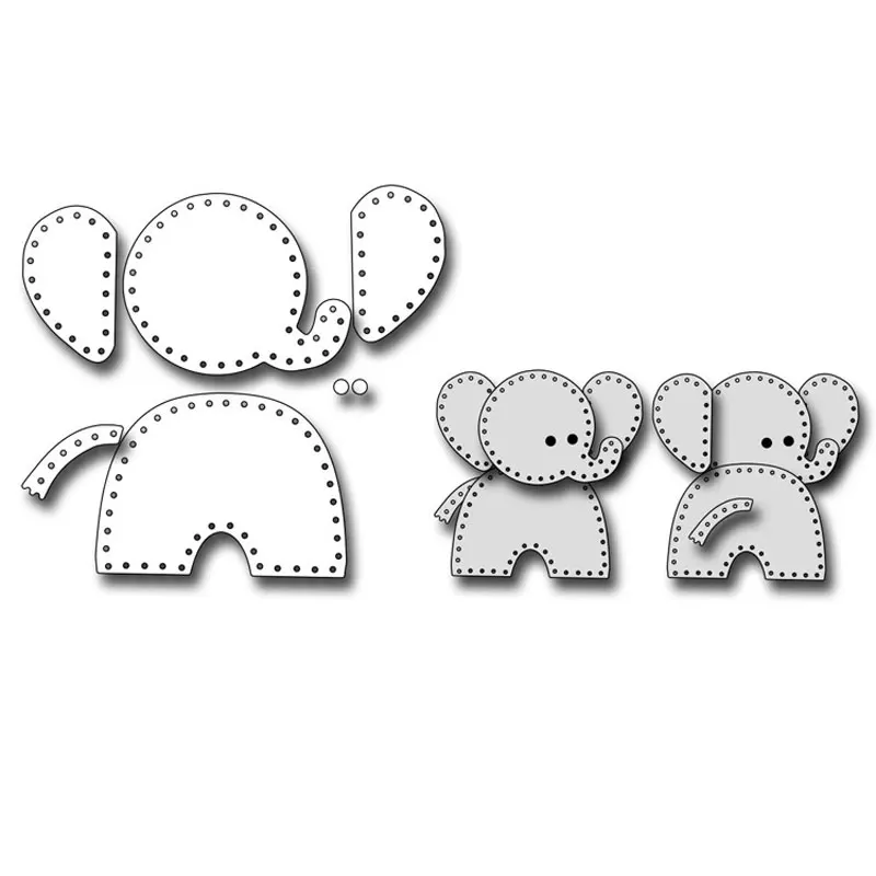 

Felt Elephant Parts metal Cutting Dies Scrapbooking craft Dies cuts thin paper art emboss card make stencil 64*72mm