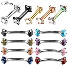 Alisouy 1 шт. хирургическая сталь ювелирные изделия для бровей двойной драгоценный камень циркон Изогнутое Кольцо пирсинг бровей Штанга ювелирные изделия для пирсинга тела Bijoux