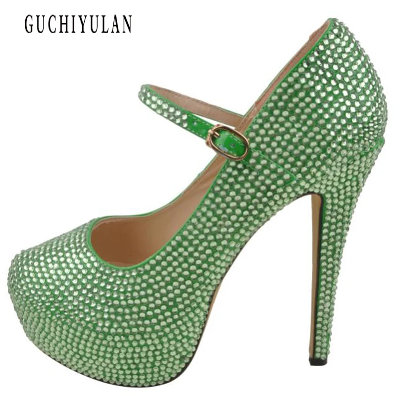 

14CM Platform Pumps Women Sexy Extremely Peep Toe High Heels Shoes Bridal Stiletto Sliver Ladies Rhinestone Wedding Party Shoes