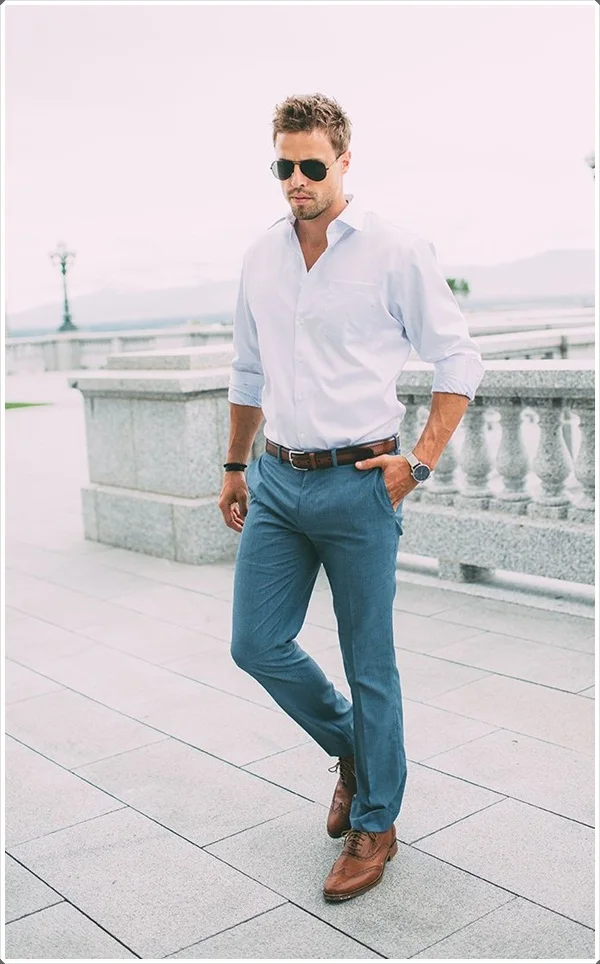 light blue pant with shirt