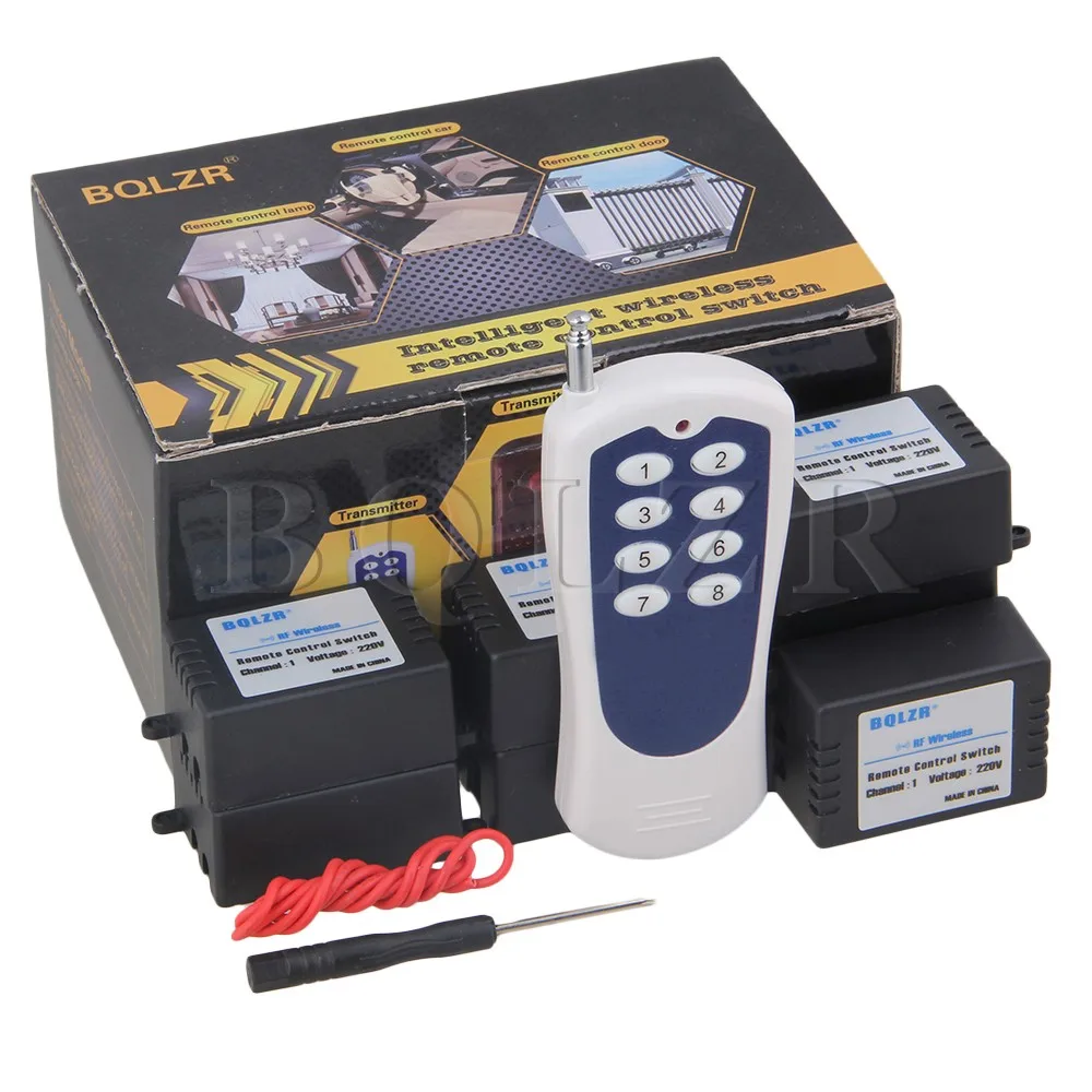

BQLZR 220V Remote Control Switch 8 Receivers 433MHZ 1CH for Garage Door & Led