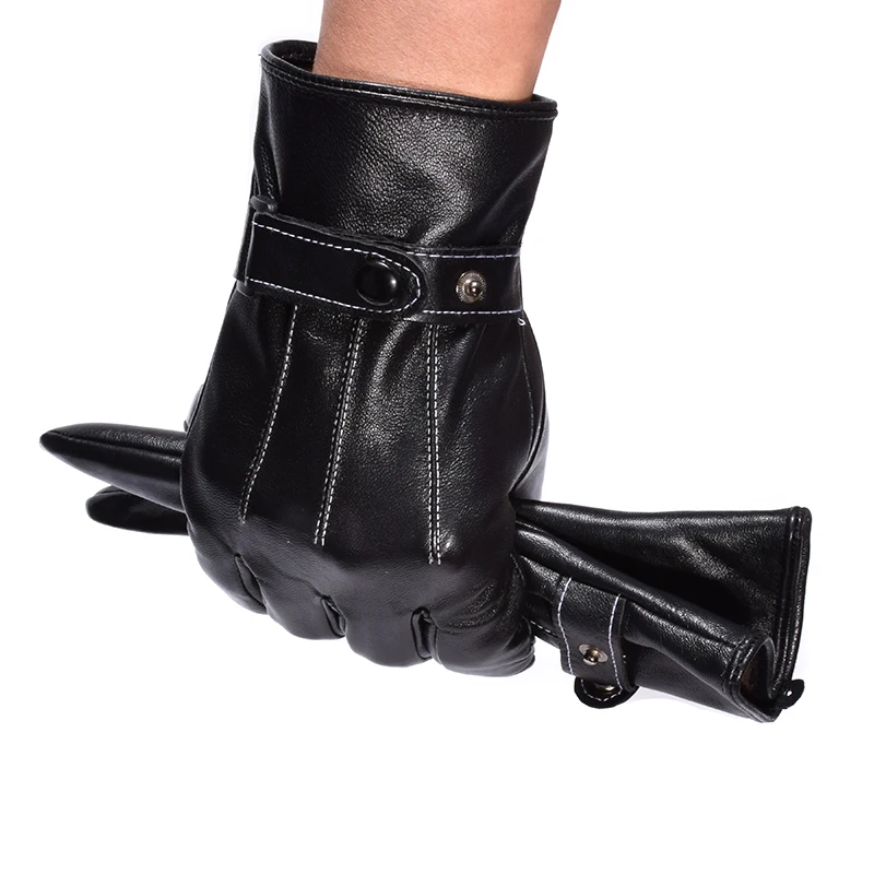 

WinterTouch Screen Gloves Genuine Leather for Men New Gloves Thick Fluff Lining Touch Screen Glove&Mittens Real Sheepskin