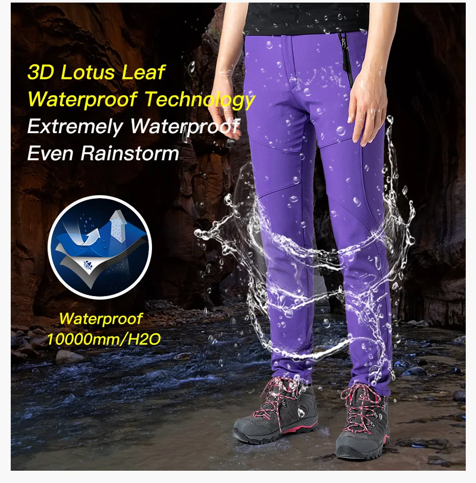 Warm Winter Hiking Pants Waterproof Anti-tear Outdoor Trekking Pants Men`s Hunting Pants Women`s Sports Pants (4)