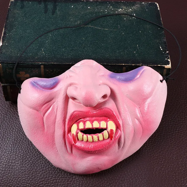 1PC Funny Half Face Vampire Cosplay Halloween Latex Mask Mouthmask Costume Accessory for Cosplay Halloween Masquerade
