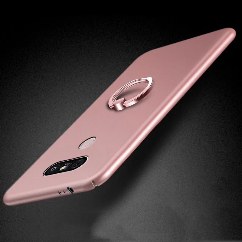 YSW для LG V20 V30 V10 G5 G6 G7 Q6 Q8 чехол Чехол-держатель с кольцом Матовый Жесткий Пластик задняя оболочка для LG V20 Coque - Цвет: Розовый