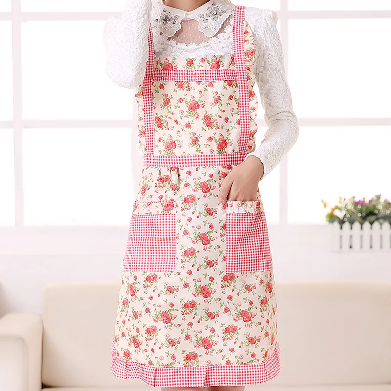 Sinsnan Peach Skin Double Fabric Women Kitchen Apron For Baking