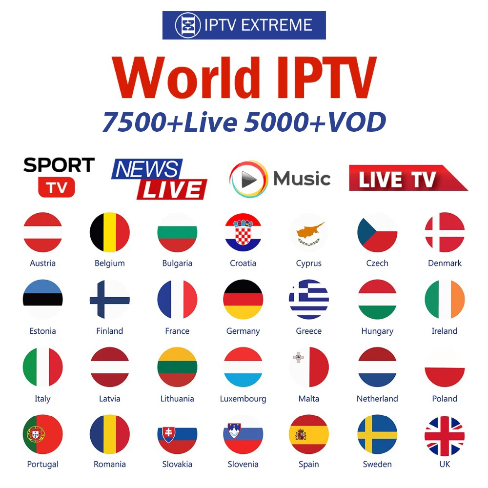 

8000 Live Europe IPTV Subscription Rocksat France UK German Arabic Dutch French Poland Portugal Smart TV IPTV M3U For Android