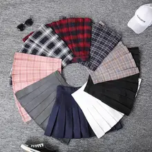 Весна Осень Harajuku панк стиль увеличить размер высокой талией желтый, красный и серый клетчатый короткая юбка А-образная юбка