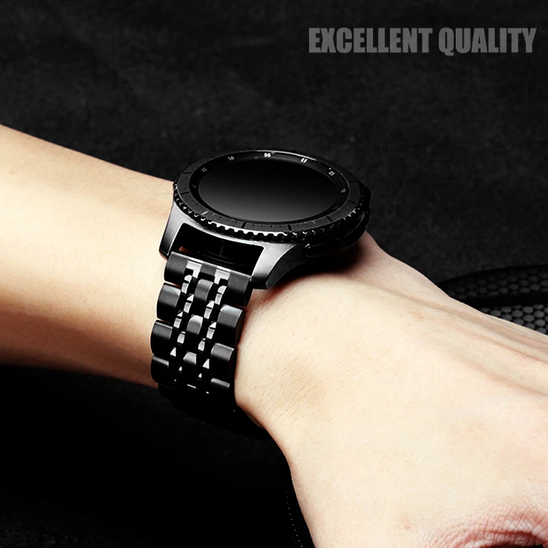 Ремешок из нержавеющей стали для samsung Gear S3 Frontier galaxy watch 46 мм браслет huawei gt 2 amazfit GTR 47