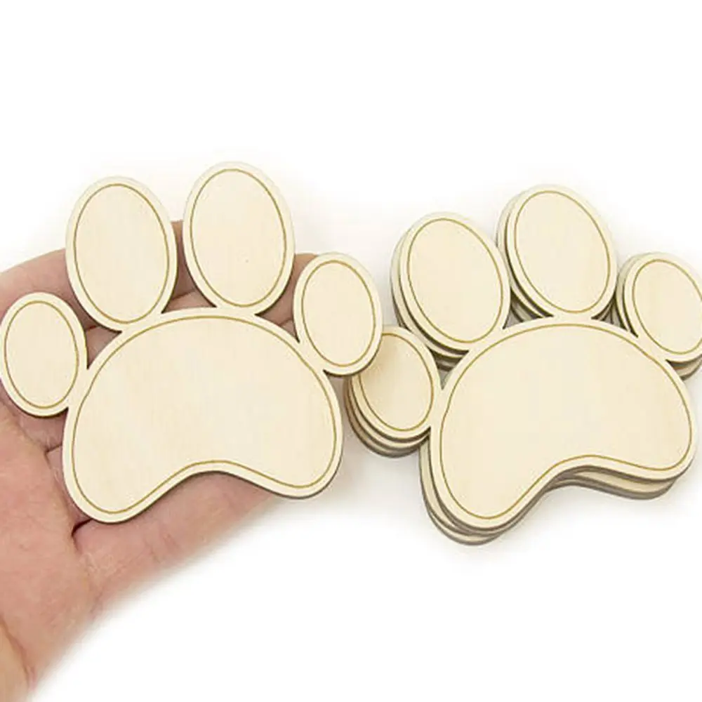 free shipping Wood Cut Out Wooden Dog Paws (8cm) Animal Embellishments
