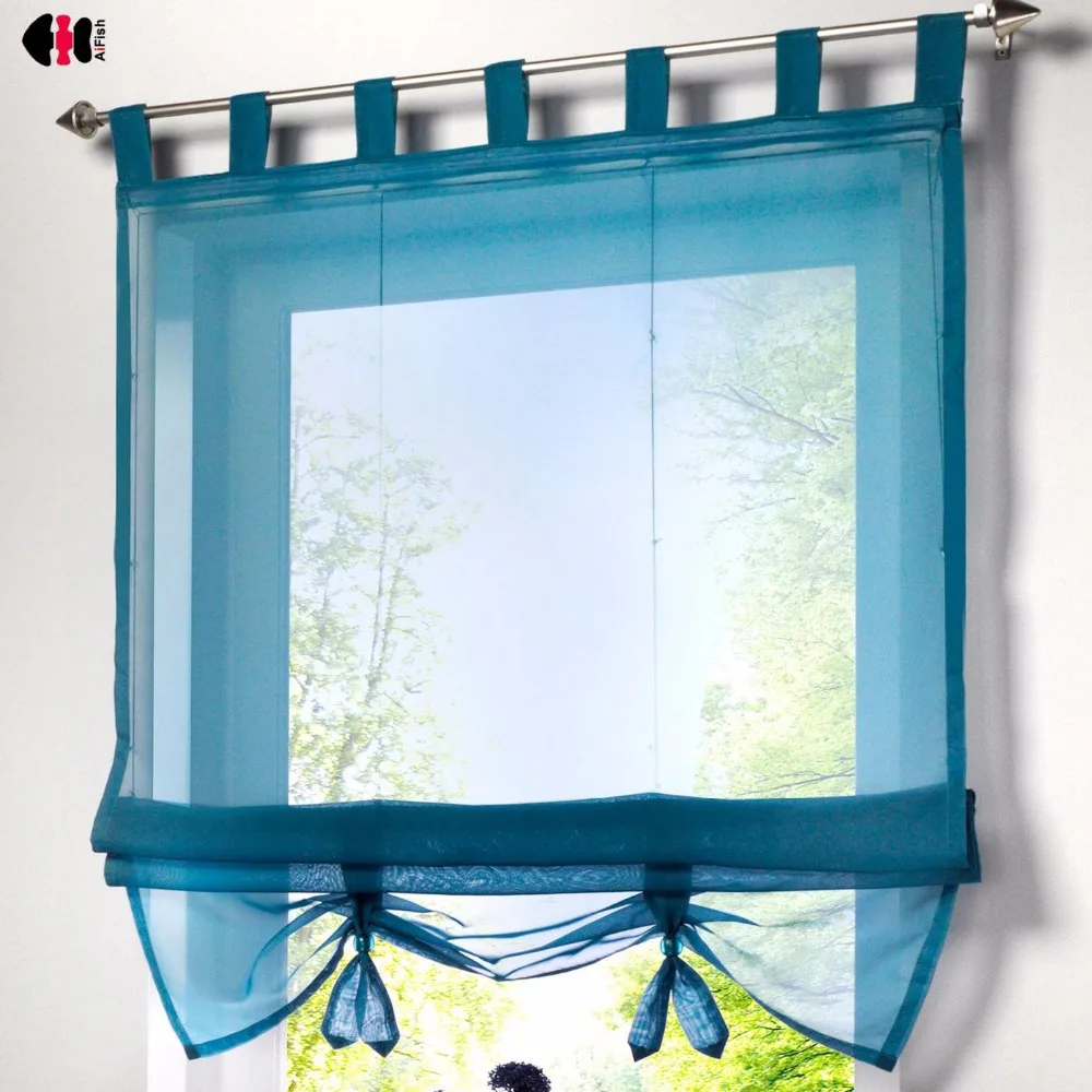 Пасторальная римская короткая прозрачная оконная штора кухонные занавески для гостиной спальни 3 цвета, 3 размера, 1 панель DL001C