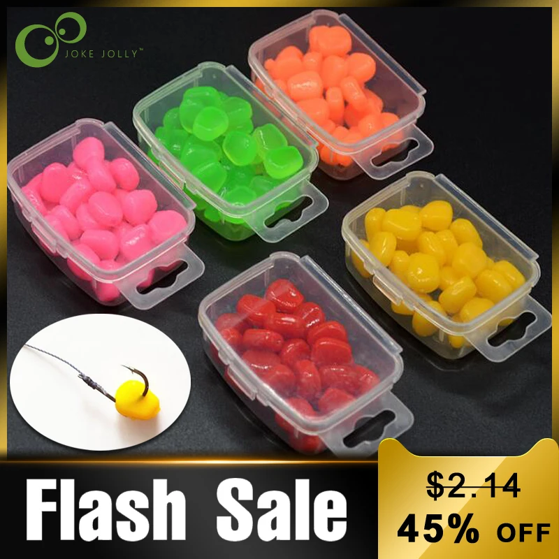 

30Pca/Box Colored Pop Up Carp Fishing Boilies Flavoured Grass Carp Bait Floating Corn with Plastic Box Soft Pellet lure GYH