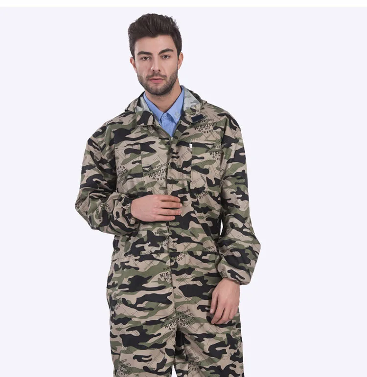 Men Work Clothing Thin Style Long Sleeve Hooded Coveralls Camouflage Dust-proof Anti-pollution Painting Auto Repair Overalls 4XL (8)