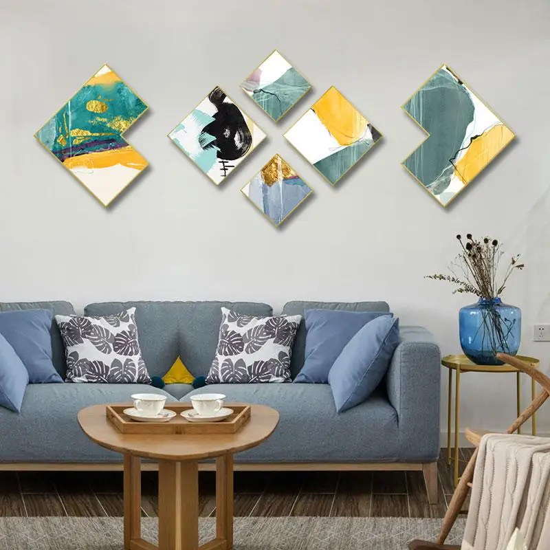 

Nordic minimalist mural Primary colors abstract decoration painting Living room framed painting Sofa background wall triptych