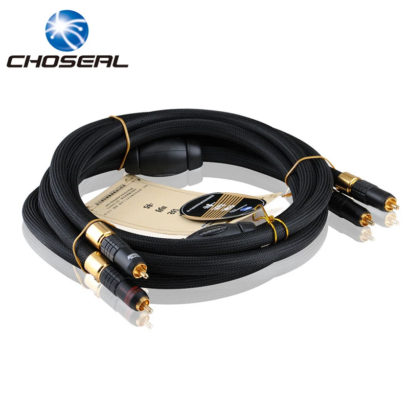 Choseal AA5401 Super AV Cable 2RCA To 2RCA HI-FI Stereo Cable For Amplifier Home Theater 1.5M Single Crystal Copper Braid