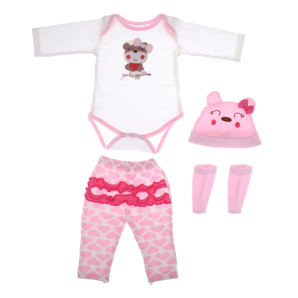 New Arivals Dotted Romper Dress Headband Clothes Set for 22''-23'' New Baby Girl Dress Up Outfit Dollfle Dolls Accessories