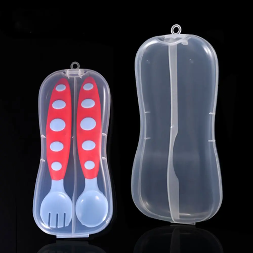 

1pc Portable Plastic Baby Spoon Fork Travel Transparent Tableware Box Storage Organizer Case Convenient Feeding Utensils Box