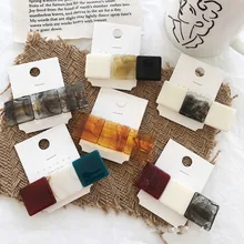 Модные ЯПОНСКИЕ ВИНТАЖНЫЕ полимерные заколки для волос хит цвета Геометрические Квадратные заколки для волос женские аксессуары для волос Длинные заколки