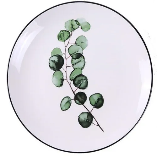 8 дюймов зеленых растений Керамика тарелки ужин фарфоровая десертная тарелка говядина блюдо тарелка для фруктов, пирожных лоток Еда Керамика посуда 1 шт - Цвет: R2