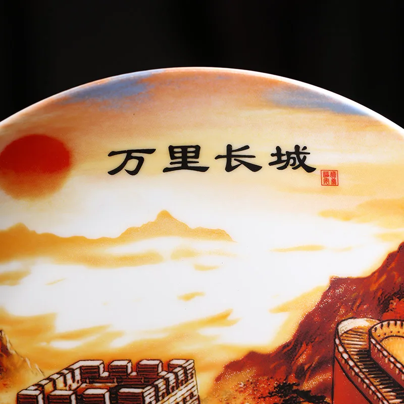 Фарфоровая подвесная тарелка Цзиндэчжэнь декоративная Great Wall украшение для