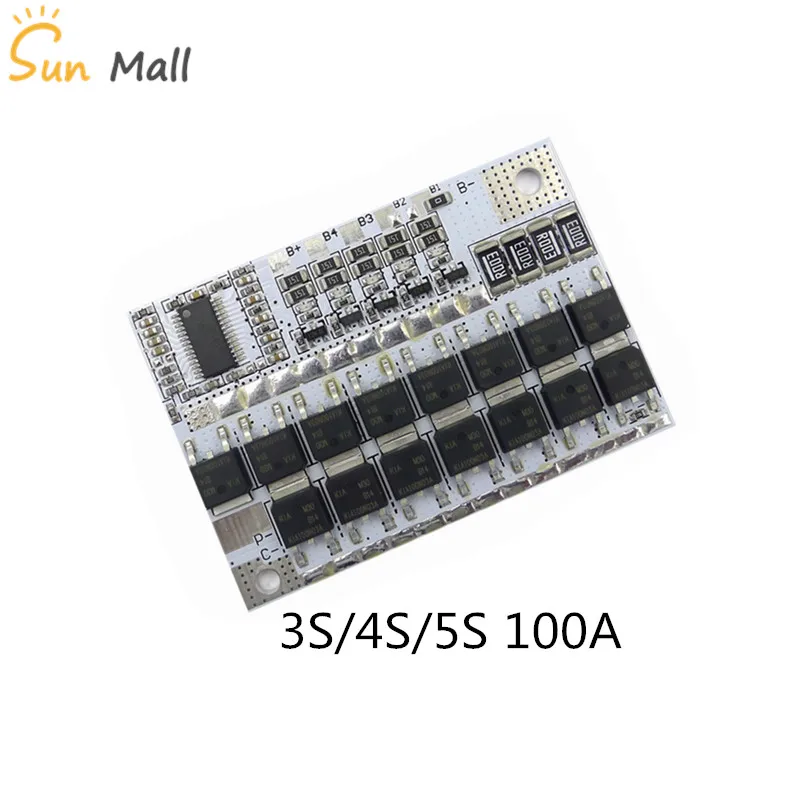

3S/4S/5S BMS 12V 16.8V 21V 100A Li-ion LMO Ternary Lithium Battery Protection Circuit Board Li-POLYMER Balance Charging Module