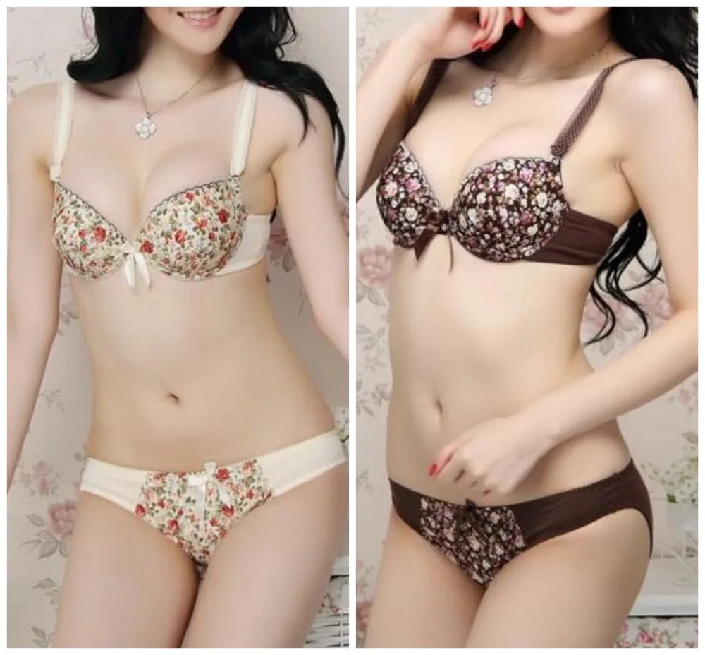Seamless Underwear New Brassiere Modal Comfortable Bra Panty Set Print