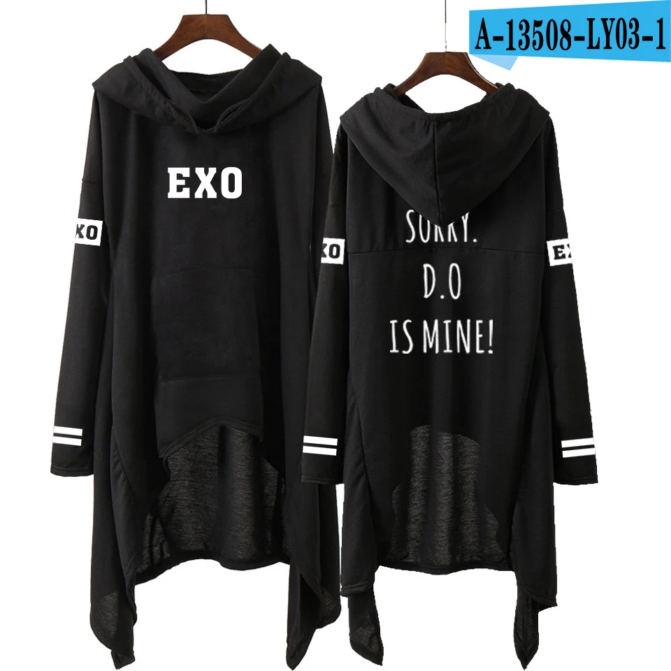 Kpop EXO Новая мода корейский EXO DO LAY SE HUN KAI SING FOR YOU EXO толстовки длинная юбка женские толстовки Harajuku Пуловеры для девочек - Цвет: A13508