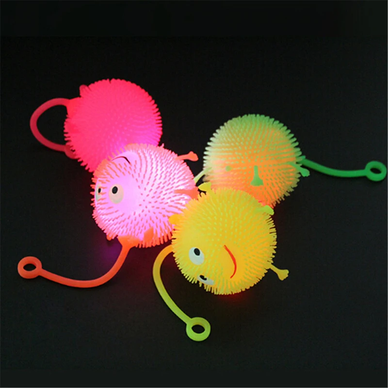 Cartoon LED Light Up Glowing Hair Flash Ball Color Random Baby Elasticity Fun Toys Gifts Children Squeeze Anti Stress | Игрушки и хобби
