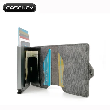 

Unisex Card Holders Wallet Split Leather Male Business RFID Cards Wallet High Capacity Female Credit Holders Purses