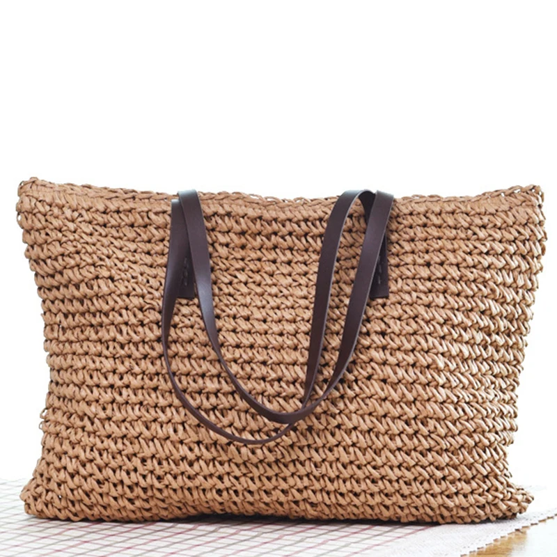 Bolsa de Palha Bolsa de Praia Bolsas de Verão de Vime Bolsas de Ombro Bohemia Artesanal Tote Bags Rattan