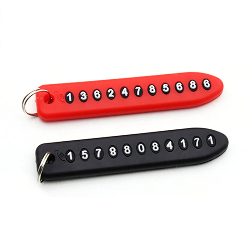 1pc Anti-Lost Phone Number Plate Car Keychain Pendant Auto Vehicle Card Keyring Key Chain Black Red | Автомобили и мотоциклы