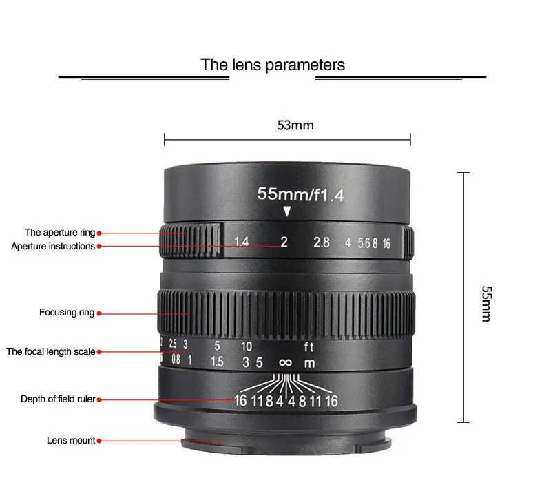 7 ремесленников 55 мм F1.4 Большая диафрагма портрет ручной фокус микро объектив камеры подходит для Canon EOSM sony E-Mount Fuji FX количество объектива