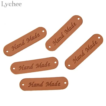 

Lychee Handmade Tag Patch Synthetic PU Leather Patch Labels For Patchwork Clothes Bags Shoes Sewing Accessories