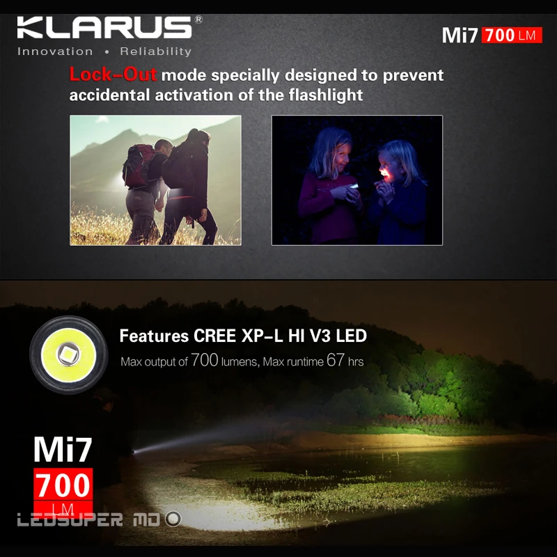 KLARUS Mi7 CREE XP-L HI V3 светодиодный фонарик 700 люмен Мини-подсветка АА с бесплатной батареей