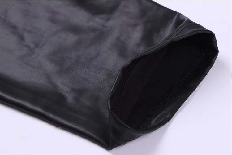 Men Trousers Leather Pants Sexy Men Low-rise U Bulge Pouch Night Club Stage Performance Tights Bodywear Pants Men's Shiny Faux Leather Leggings Gay Wear
