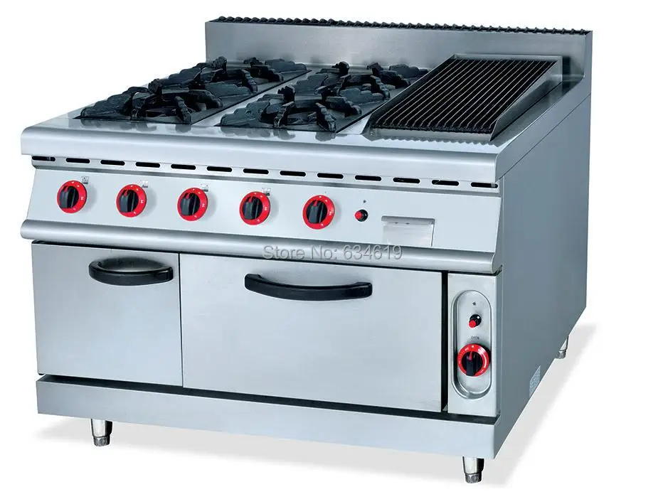 High quality four lava rock gas oven combination furnace stove