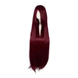 Mcoser 100 см Длинные Синтетические прямой цвет красного вина супер парик Косплэй партии 100% Высокое Температура Волокно волос wig-017k