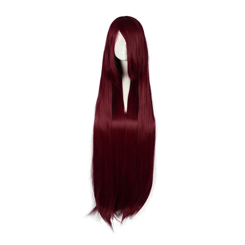 

MCOSER 100CM Long Synthetic Straight Wine Red Super Wig Cosplay Party 100% High Temperature Fiber Hair WIG-017K