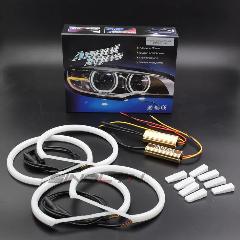  Switchback Cotton Light Halo Rings DRL LED Angel Eyes Kit For BMW 3 5 7 Series E46/E39/E38/E36 Cars - 32951098135