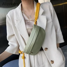 Модные нагрудные сумки для женщин новые корейские личности зеленый Плетеный плечевой ремень поясная сумка женская повседневная однотонная поясная сумка простая