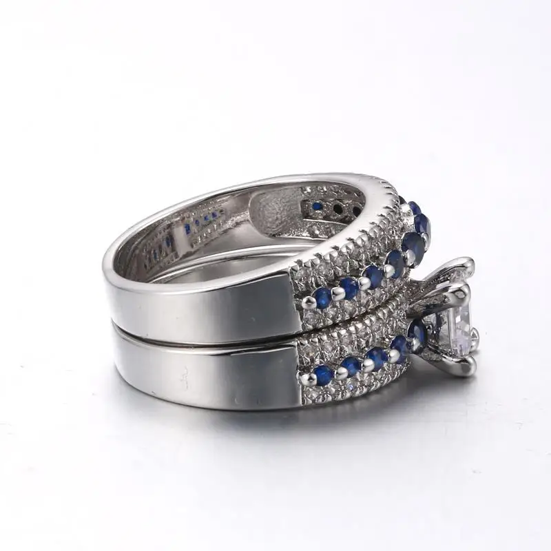Double Fair Bridal Sets With Full CZ Stone Australian Crystal Square Claw Setting Women Rings 2018 New Jewelry DFYG023