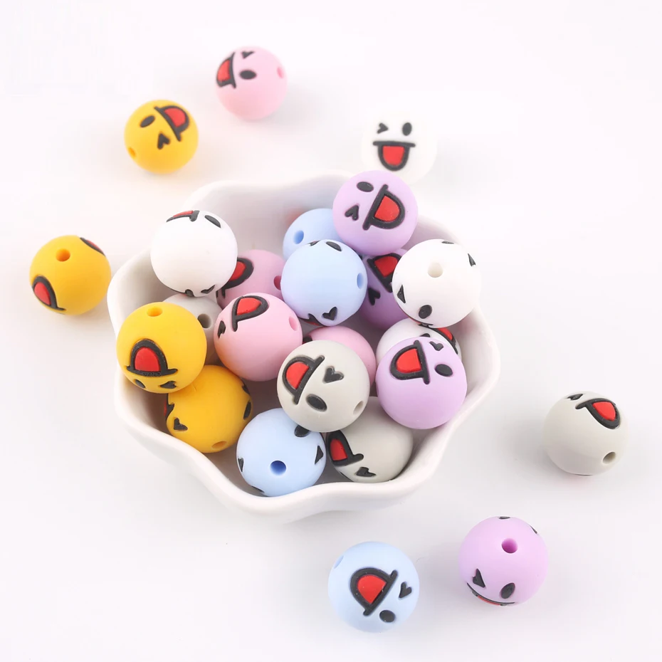 

Let's make 15mm 20pcs Baby Teethers Smile Silicone Beads BPA Free DIY Teething Necklace Chew Beads Food Grade Silicone Teethhers