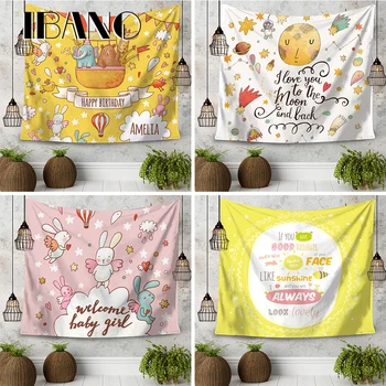 

IBANO Wall Tapestry Happy Birthday/Love Wall Hanging Tapestry Blanket Home Decoration for Bedroom Dorm Yoga Mat Tablecloth