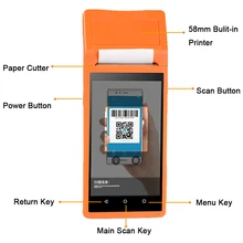 Small size touch screen wifi/3g/bluetooth mobile pos terminal android with thermal printer Small size touch screen wifi/3g/bluetooth mobile pos terminal android with thermal printer