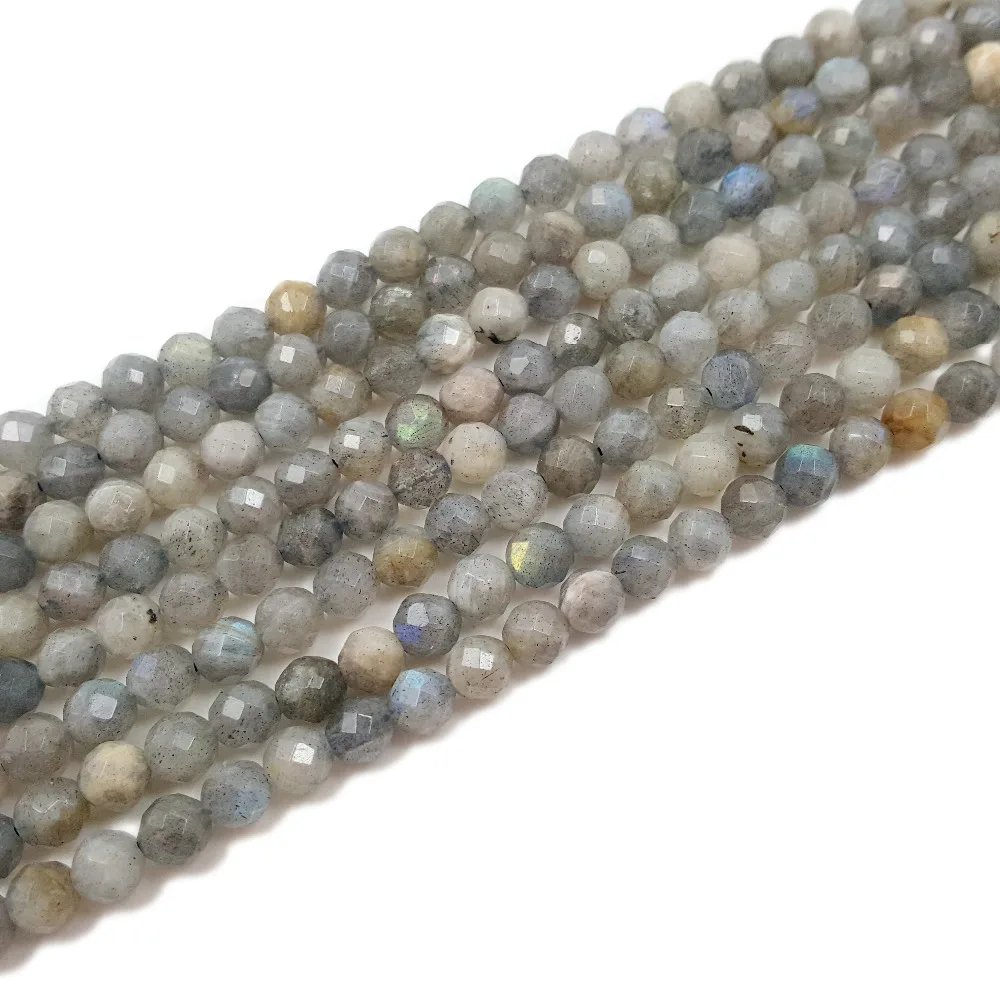

Lii Ji Natural Stone Labradorite Round shape Faceted bead about 6mm 39cm/strand DIY Jewelry Making Necklace or Bracelet
