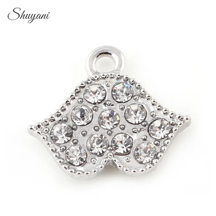20PCS Fashion Alloy Metal Charms Silver Crystal Charms Pendant for