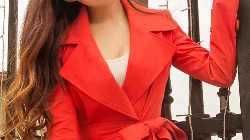 Новинка, модный осенний женский плащ макси с отворотным воротником и поясом, Офисная Женская юбка, длинное пальто, свадебное красное пальто Sobretudo