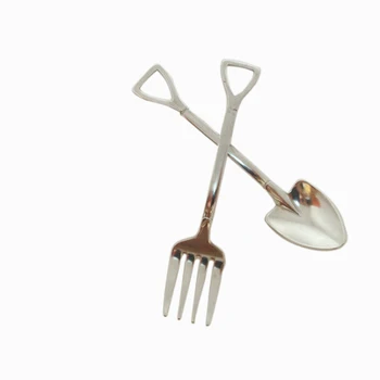 

2pcs Stainless Steel Cute Sapper Dig Shovel Style Cutlery Fork Spoon Baby Spoon Fork Cartoon Baby Safety Stainless Steel Spoon